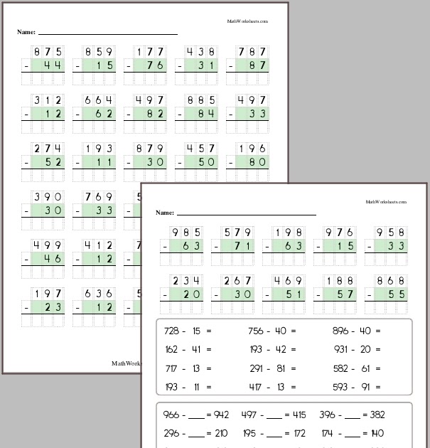 Double Digit Subtraction With Regrouping Pdf - Look Whoo S ...