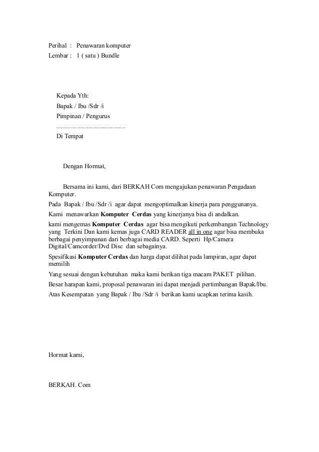 Download 81+ Contoh Surat Surat Penawaran Barang Terbaru Gratis