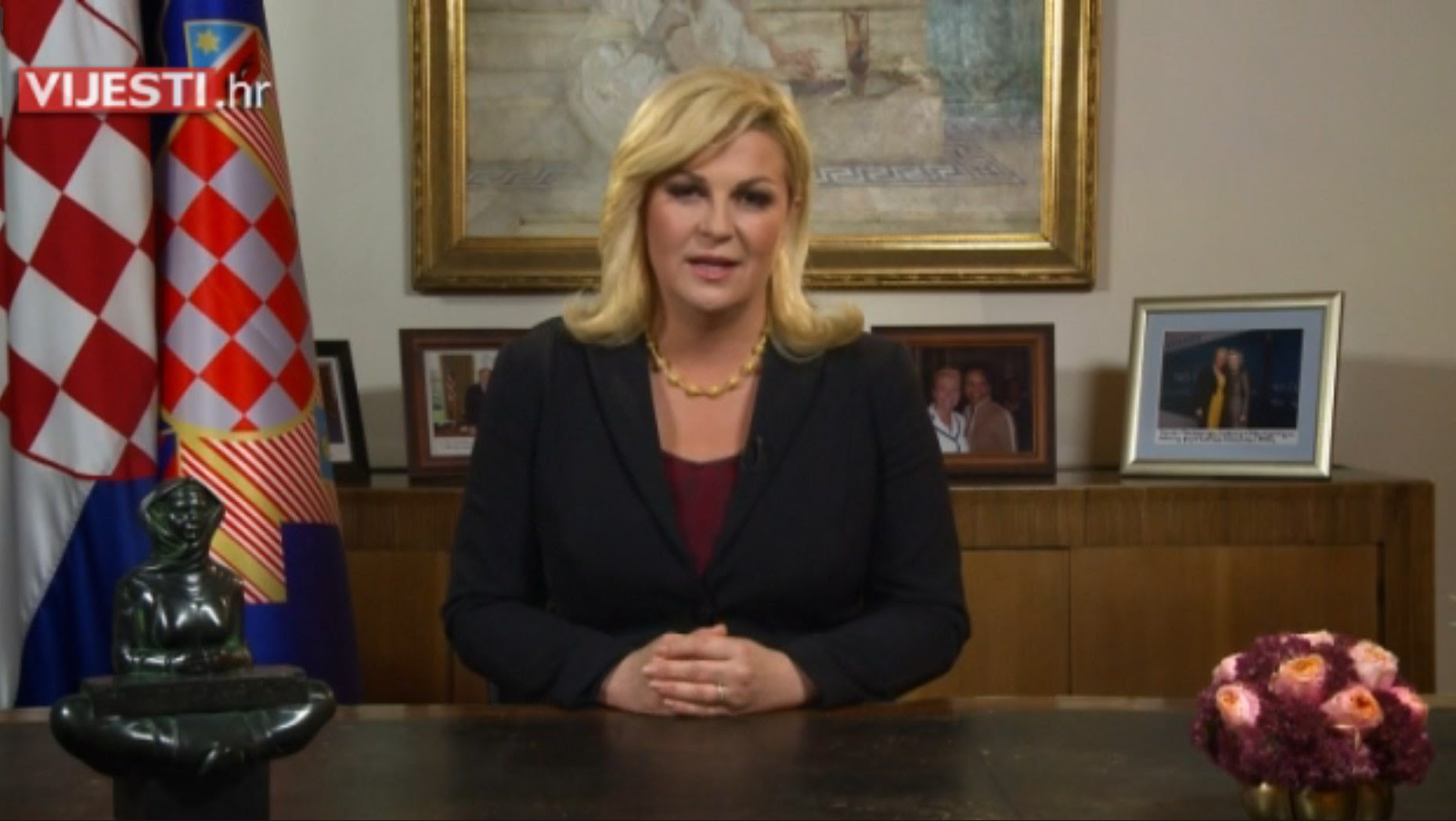 President Kolinda Grabar-Kitarovic Announcing Croatian General Elections Photo: Screenshot dnevnik.hr 5 October 2015