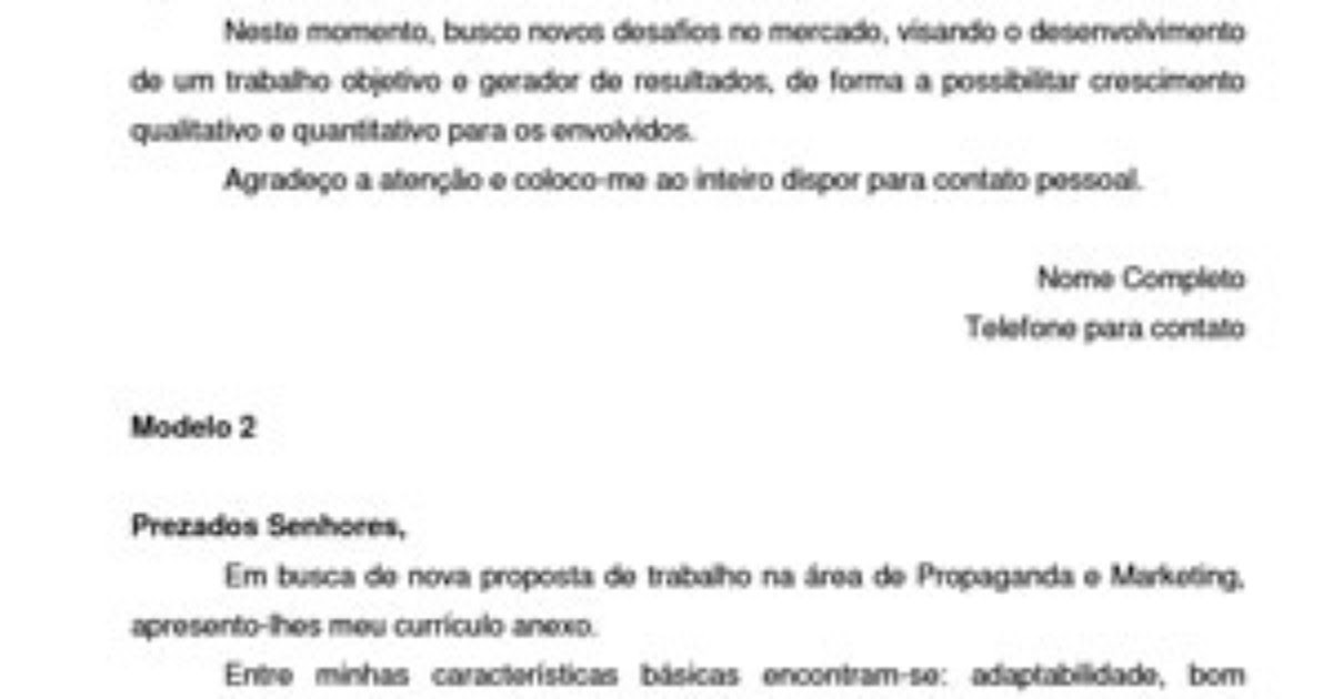 Carta De Apresentação Recepcionista Simples