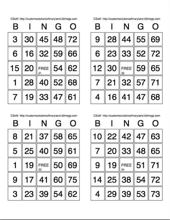 Printable Bingo Cards 4 Per Page Calendar June