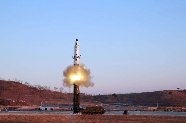 A photo released by North Korea&#39;s official news agency&nbsp;shows the launch of a Pukguksong-2 ballistic missile on Feb. 12. (STR/AFP/Getty Images)</p>
