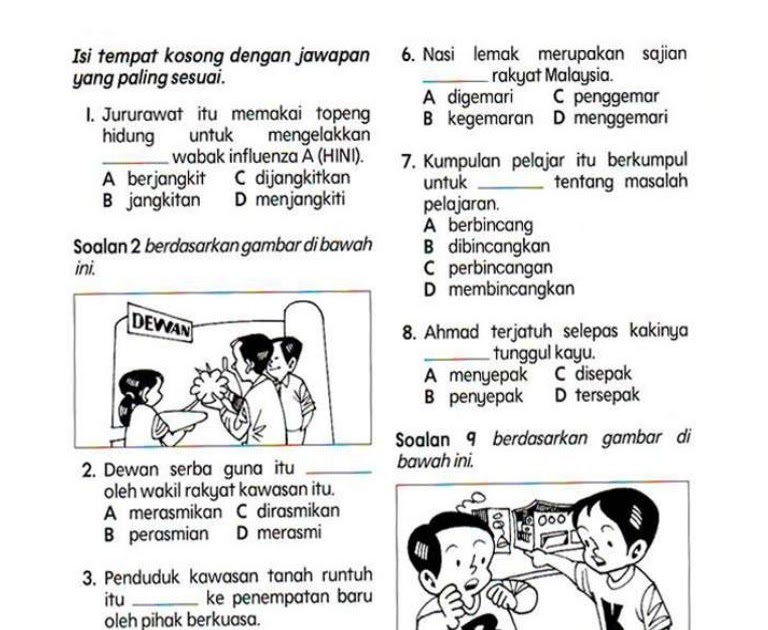 Soalan Ujian Bahasa Melayu Pemahaman Tahun 1 - Contoh Omo