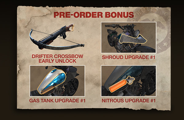 PRE-ORDER BONUS - DRIFTER CROSSBOW EARLY UNLOCK | SHROUD UPGRADE #1 | GAS TANK UPGRADE #1 | NITROUS UPGRADE #1