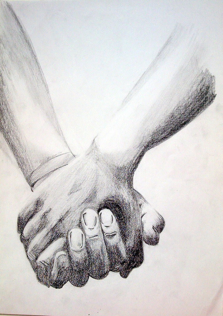 Pencil Sketch Boy And Girl Holding Hands Drawing Rectangle Circle
