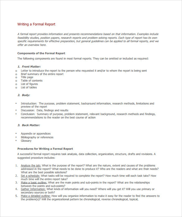 The imrad format abstract most scientiﬁc papers are prepared according to a format called imrad. Formal Report Format Essay Example