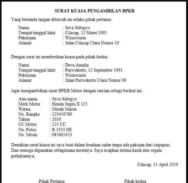 Surat Kuasa Kepemilikan Kendaraan - Contoh Surat Kuasa Pemblokiran Kendaraan Cute766 - Contoh ...