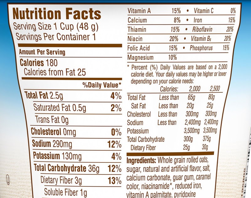 Quaker Oatmeal Packets Nutrition Label - Amazon Com Quaker Instant Oatmeal Maple Brown Sugar ...