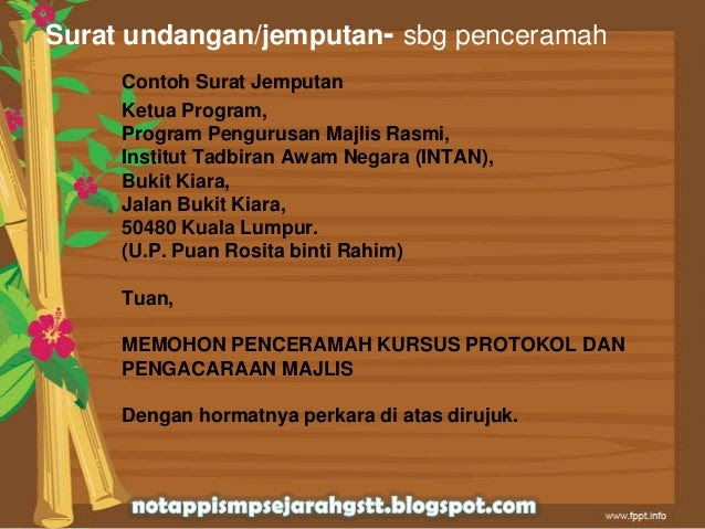 Surat Arahan Menjalankan Tugas Rasmi - Rasmi V