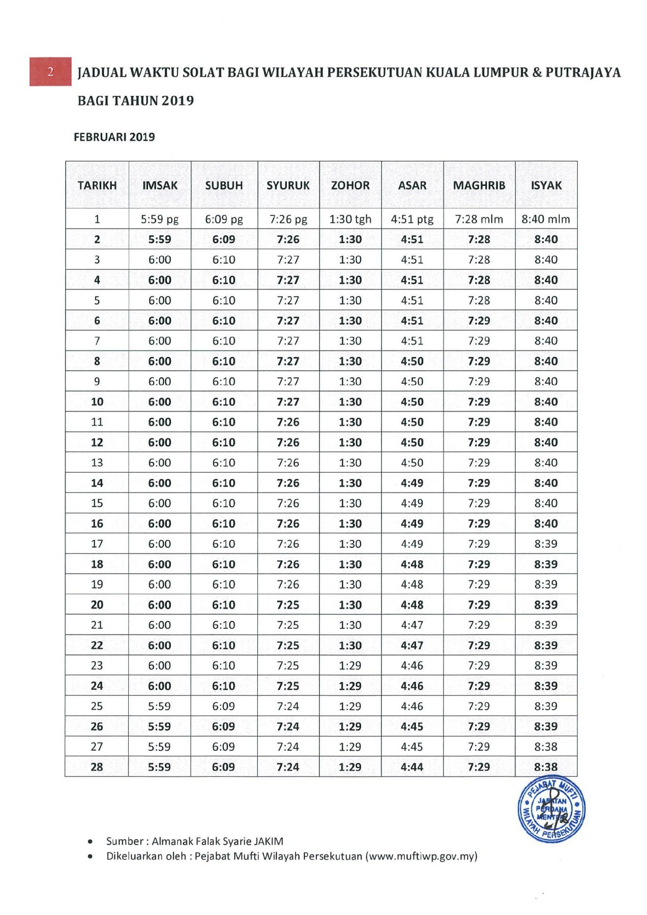 jadual waktu solat taiping