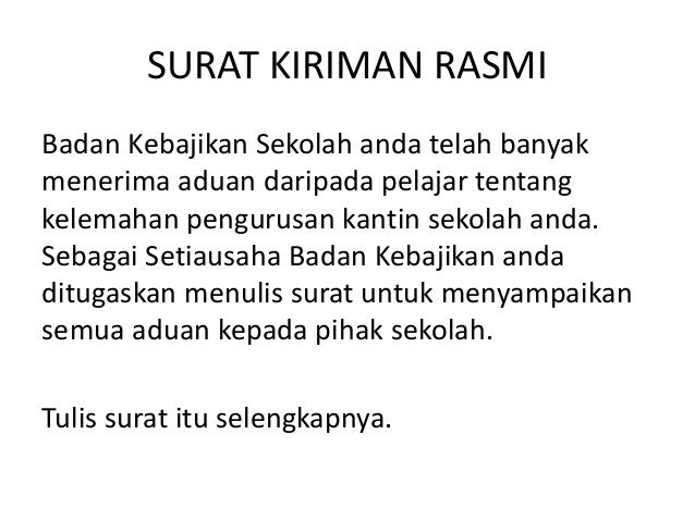 Surat Kiriman Rasmi Aduan Kantin Sekolah Pt3 - Rasmi G