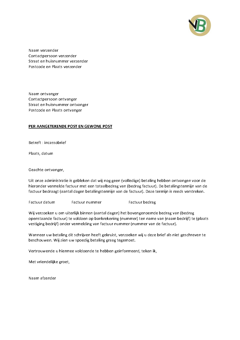 Opzegbrief makelaarscontract Afsluiting zakelijke brief