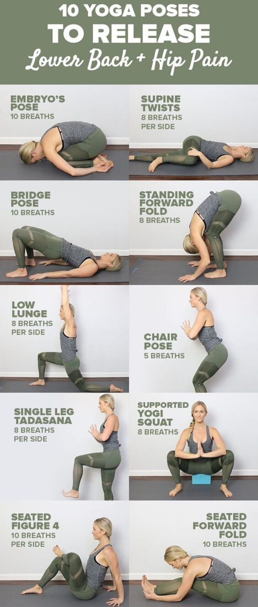 These lower back exercises from sports medicine doctor jordan metzl, m.d., can help fix or prevent nagging spasms, discomfort, and achiness if you have weak hip and gluteal muscles, for example, as they become fatigued during a run, your lower back is forced to work harder to keep you upright. 10 Yoga Poses To Release Lower Back And Hip Pain Bluestar Medical P A