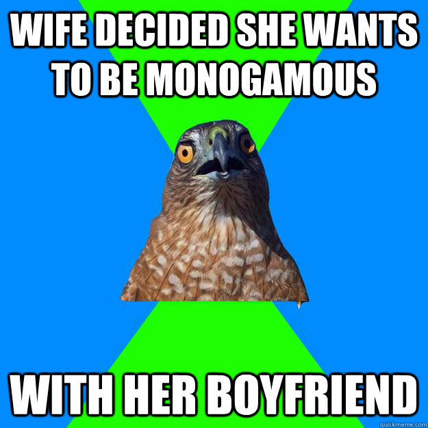 Wife just text me this. Wife Decided She Wants To Be Monogamous With Her Boyfriend Hawkward Quickmeme