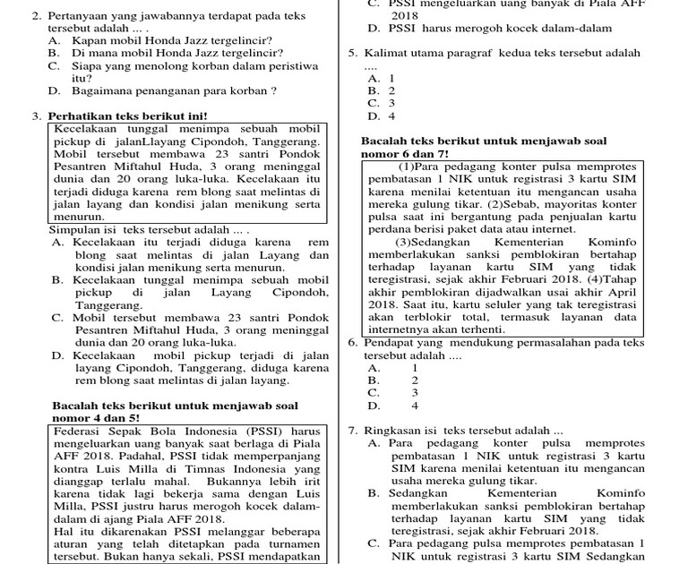 Soal Tppu Bahasa Indonesia 1 Paket B Kunci Jawaban Document - Paling Pintar