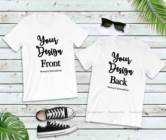 Download White Front Back T-Shirt Mockup Double Side Blank | Vehicle Mockup PSD Free Download