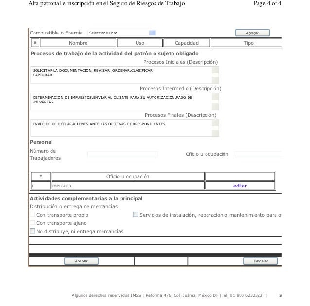 Ejemplo De Registro Patronal Ante El Imss Ejemplo Sencillo