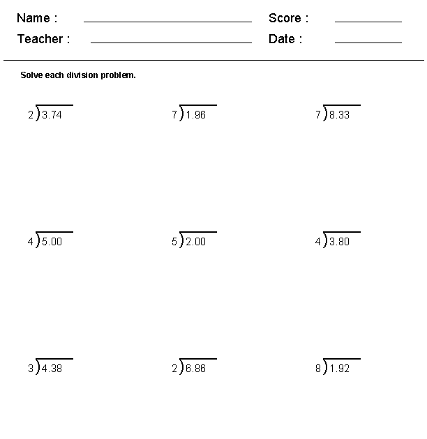 32 dividing decimals worksheet 6th grade free worksheet spreadsheet