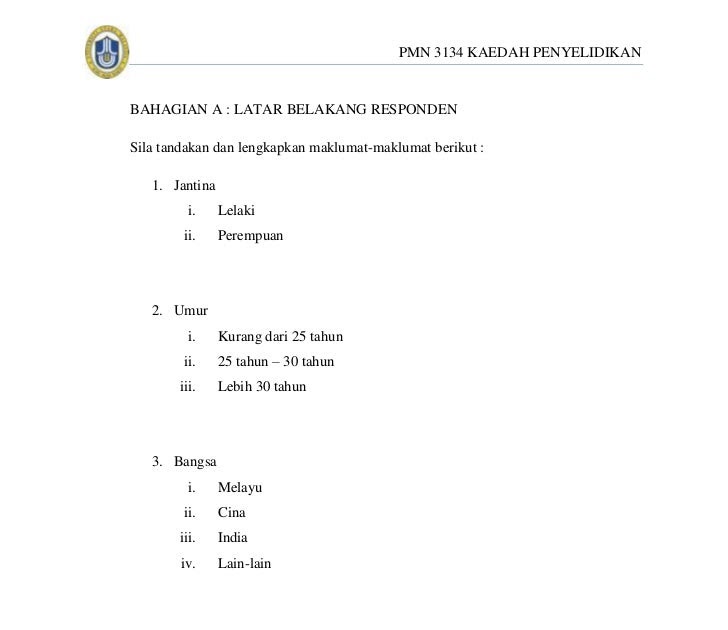 Contoh Soalan Kajian Penyelidikan - Contoh Enak