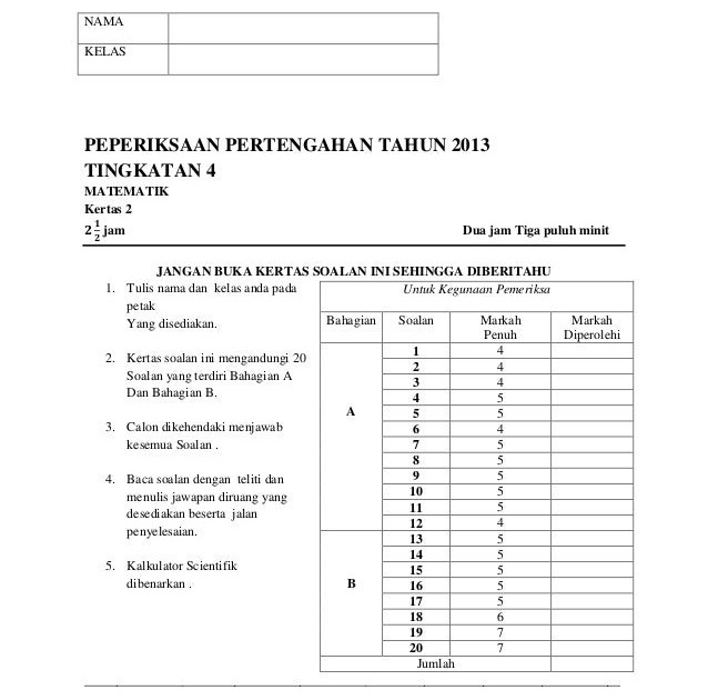 Jawapan Matematik Tingkatan 1 - Residence f