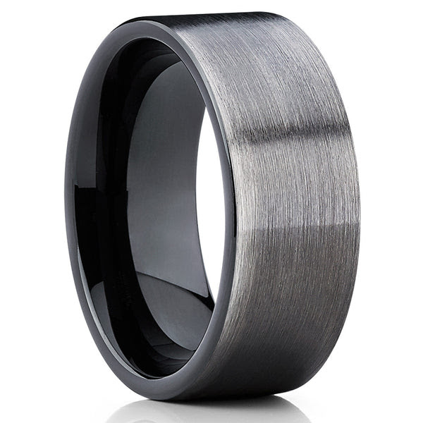 This one goes both ways: Gunmetal Tungsten Wedding Band Black Ring Tungsten Wedding Ring 7mm Clean Casting Jewelry
