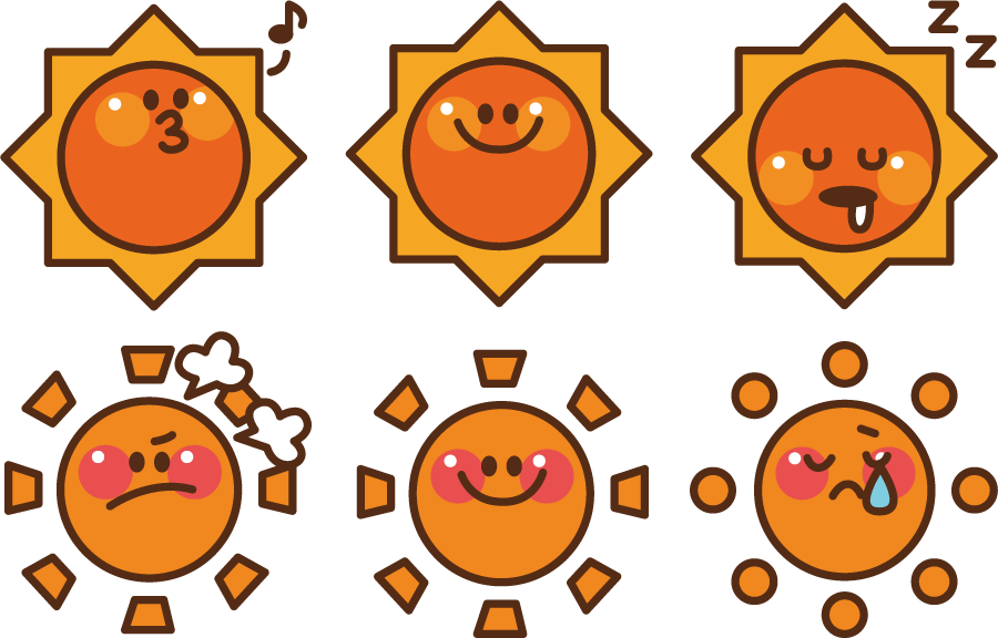 無料イラスト画像 最新かわいい 太陽 顔 イラスト