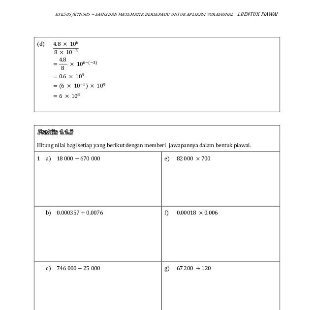 Soalan Matematik Bentuk Piawai - Kecemasan m