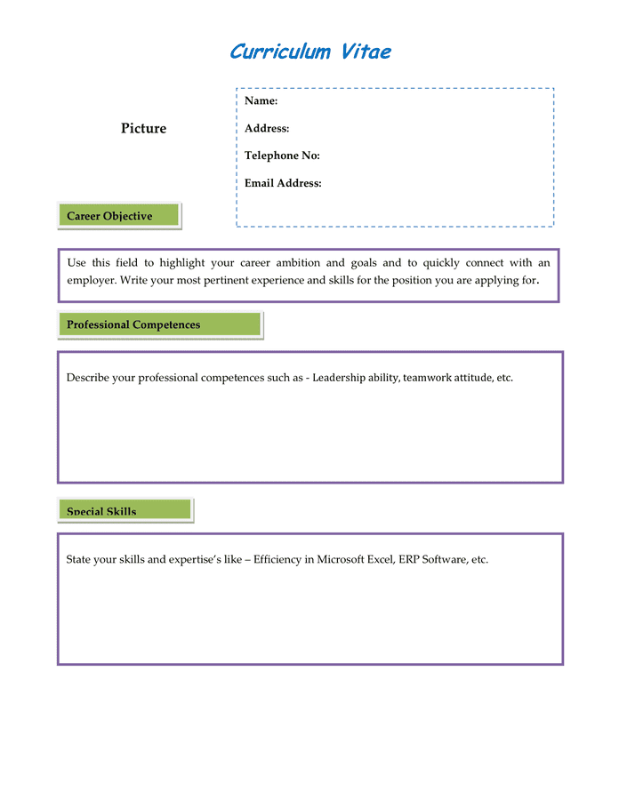 Choose one to change cv layout with one click. Blank Cv Template Example In Word And Pdf Formats