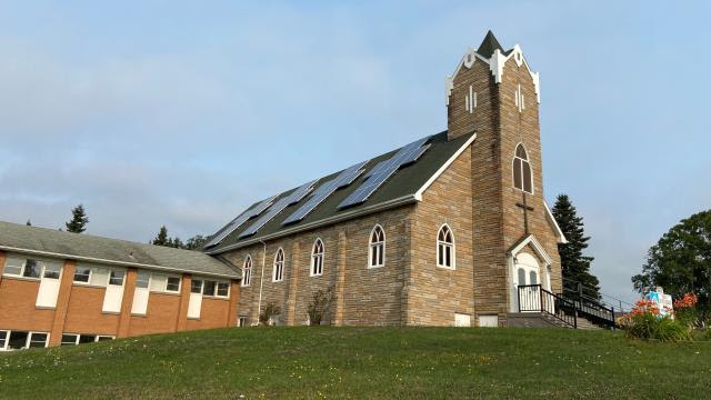 Solar panels on the roof of Wawa First United Church