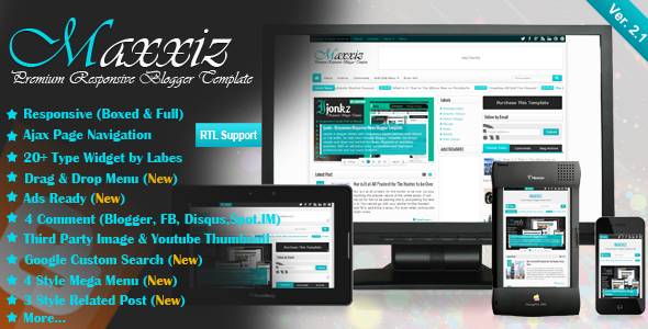 Maxxiz a blogger theme with responsive layout. Its High User Friendly Blogger Template. Its design simple and clean and perfect for magazine or portofolio websites. With an attractive color combination and impressed professionals and has many features.