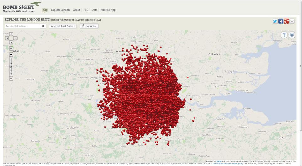 The site give an astonishing view of every bomb records during the Second World War