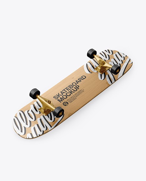 Download Download Wooden Skateboard Mockup - Halfside View PSD