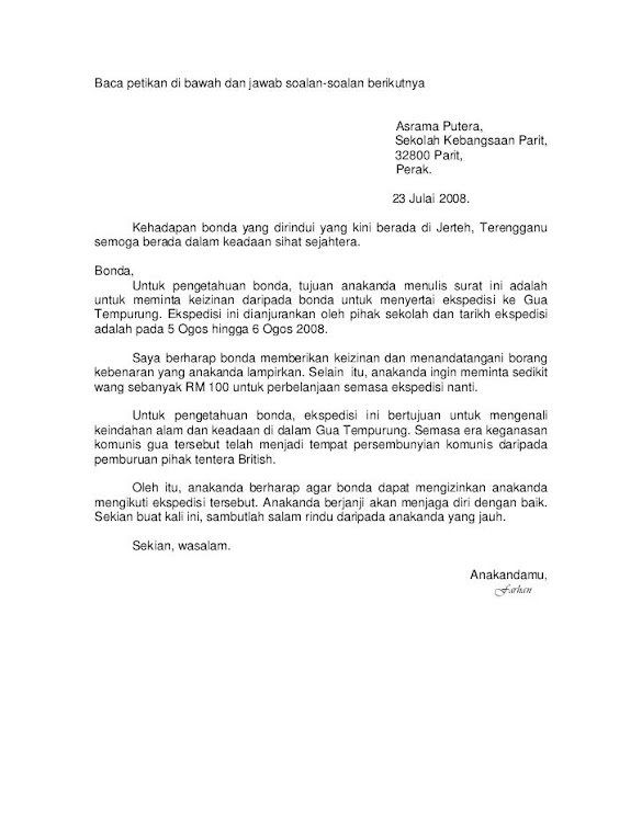 Format Surat Kiriman Tidak Rasmi Contoh Karangan Surat Tidak Rasmi Kepada Rakan Di Luar Negara Resepi