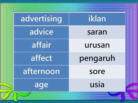 Hangat Kosa Kata  Bahasa  Inggris  dan  Bahasa  Indonesia 