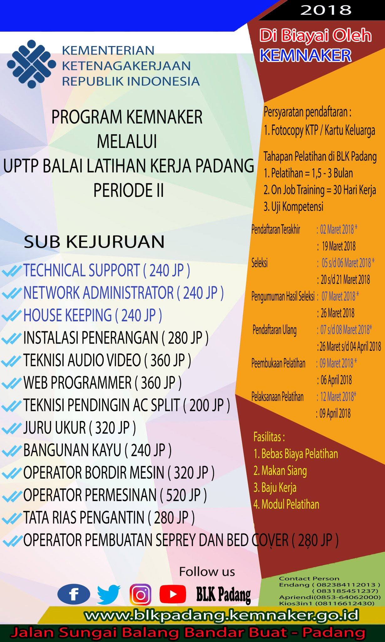Pendaftaran Pelatihan Dan Keterampilan Blk Padang