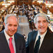 Stephen Schwarzman, left, the chairman and chief executive of the Blackstone Group, at Commons with Peter Salovey, Yale's president.