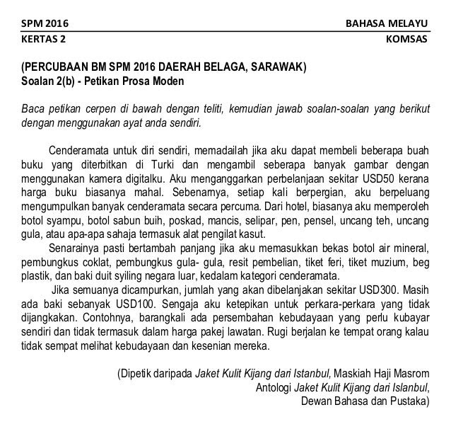 Contoh Soalan Bm Tingkatan 2 Kssm - Soalan au