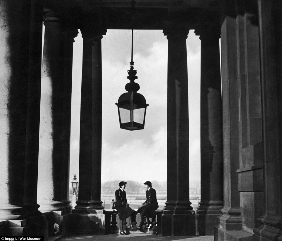 Photogenic: Although also cataloguing damage to buildings in the war, Beaton also captured wonderful images like this one of Wren officers at the Royal Naval College in Greenwich in 1941