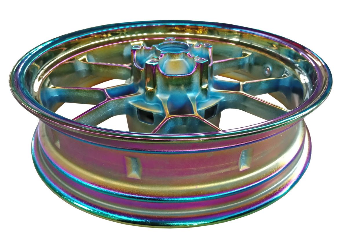 This service for four adds a modern touch to everyday and elegant settings. Titanium Rainbow Coating