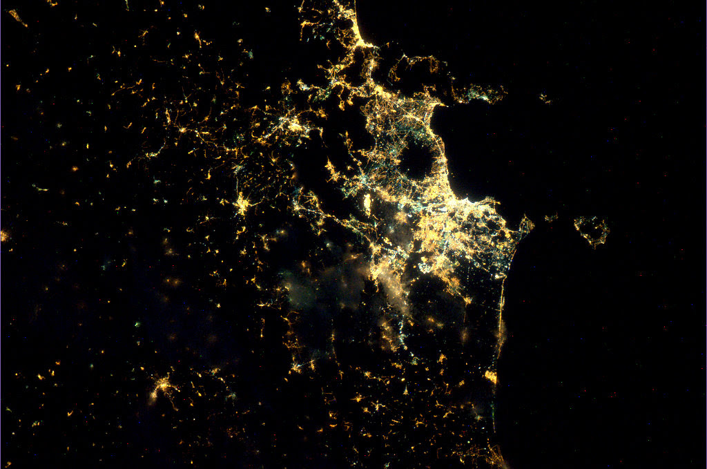 Naples, Italy, photographed using Nightpod (credit: ESA/NASA)