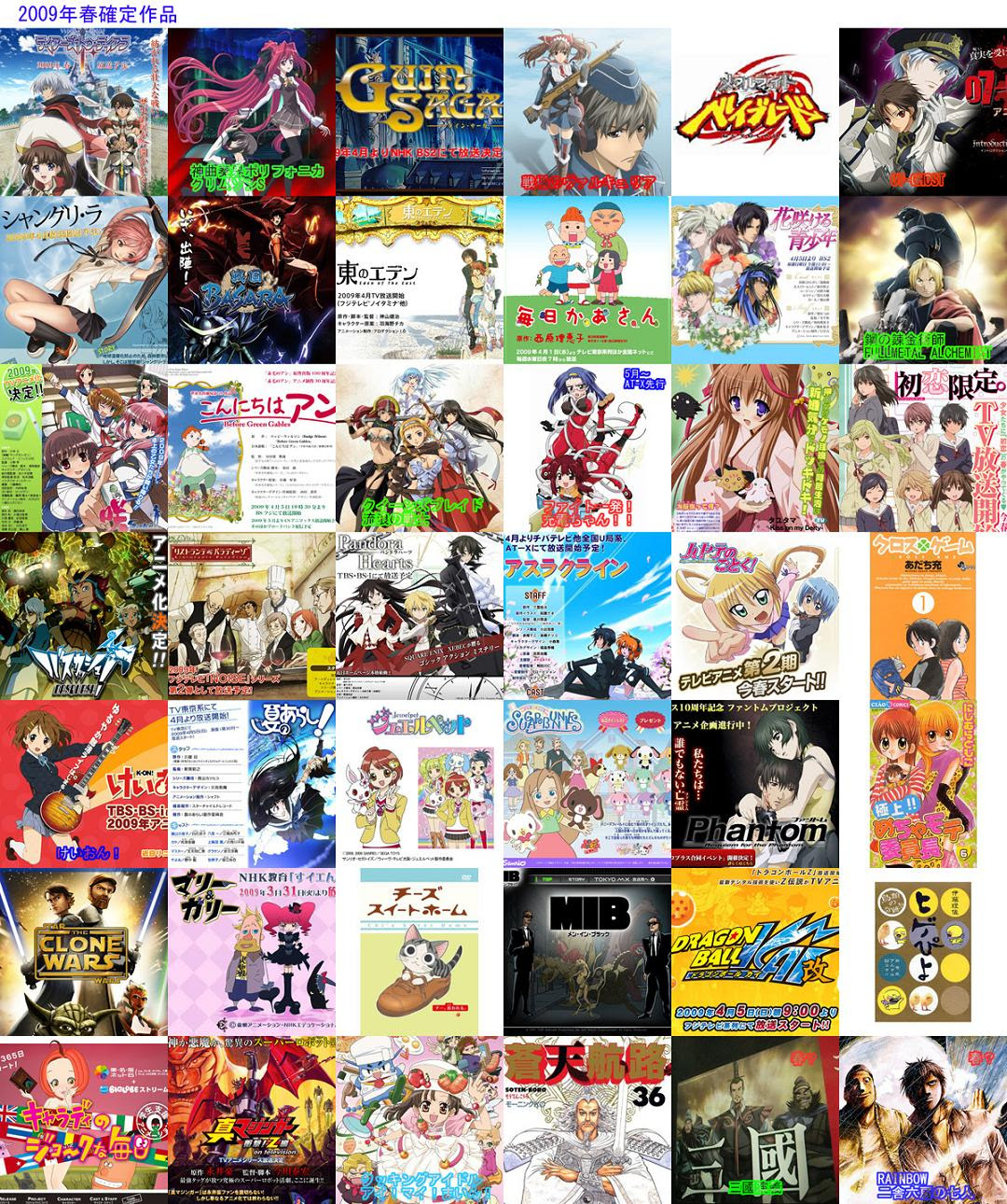 Japanimer 2009年 アニメ 一覧