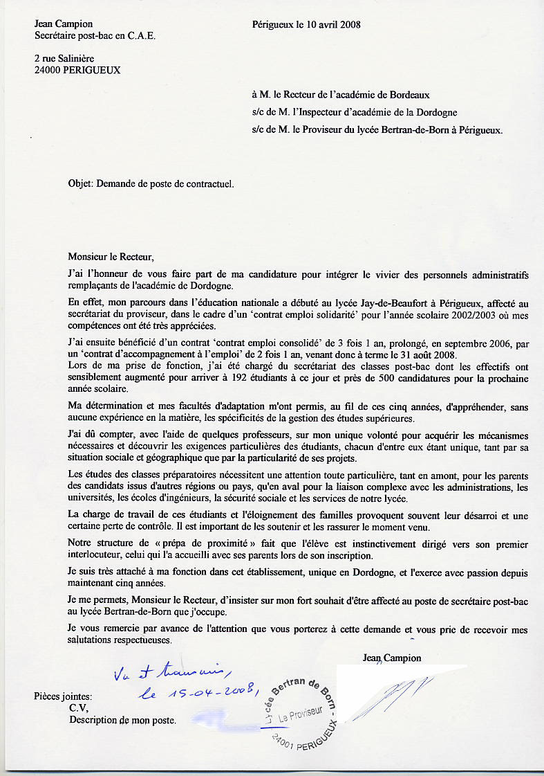 Lettre De Motivation Affectation Lycee - Rungon c