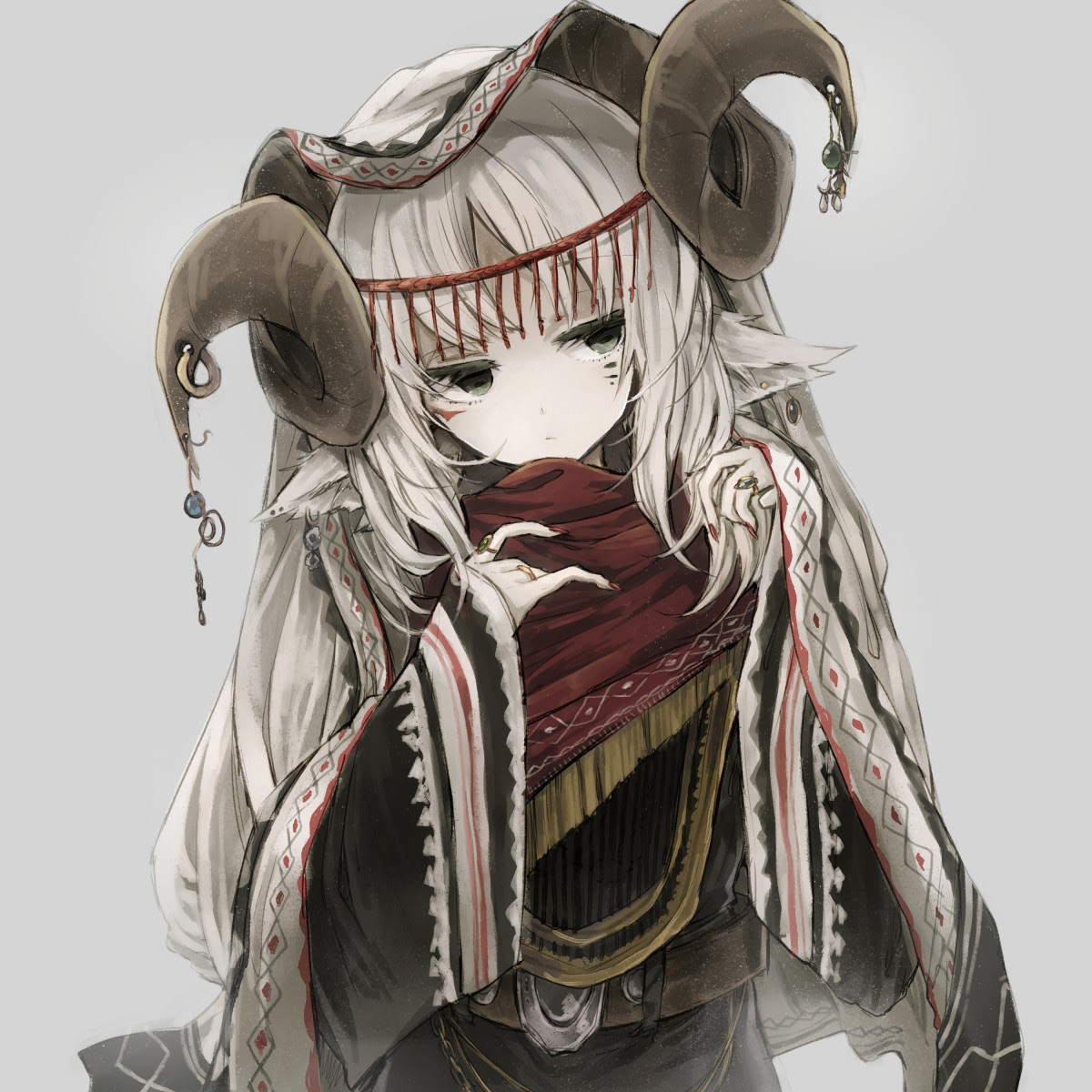 ぜいたくイラスト 羊 角 美しい花の画像