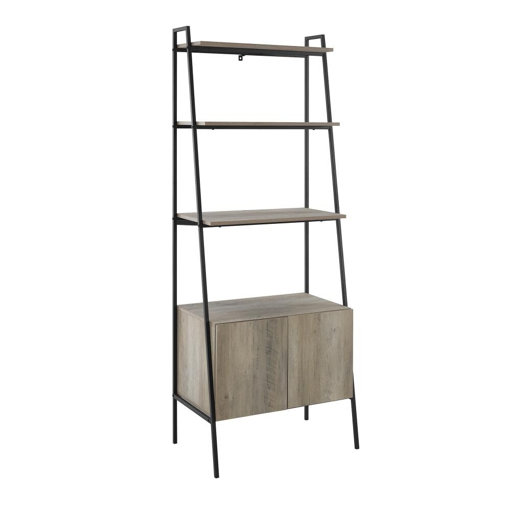 Archer ridge driftwood grey ladder bookcase. Walker Edison Grey Wash Metal 4 Shelf Ladder Bookcase In The Bookcases Department At Lowes Com