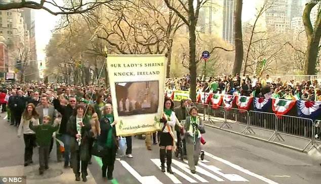 Parade route: Seen marching up along Central Park's East Side, the 251st annual parade followed along Fifth Avenue, past St. Patrick's Cathedral at East 50th St, before ending at East 86th Street