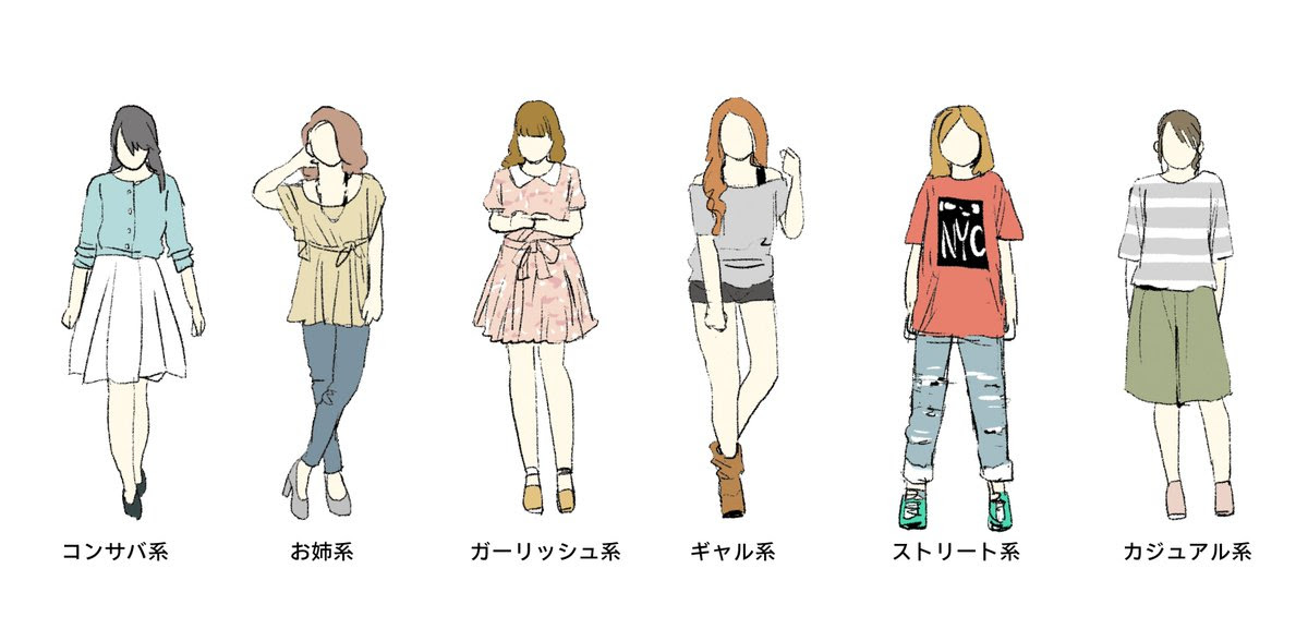 トップ100 女の子 ファッション 系統 イラスト 人気のファッションスタイル