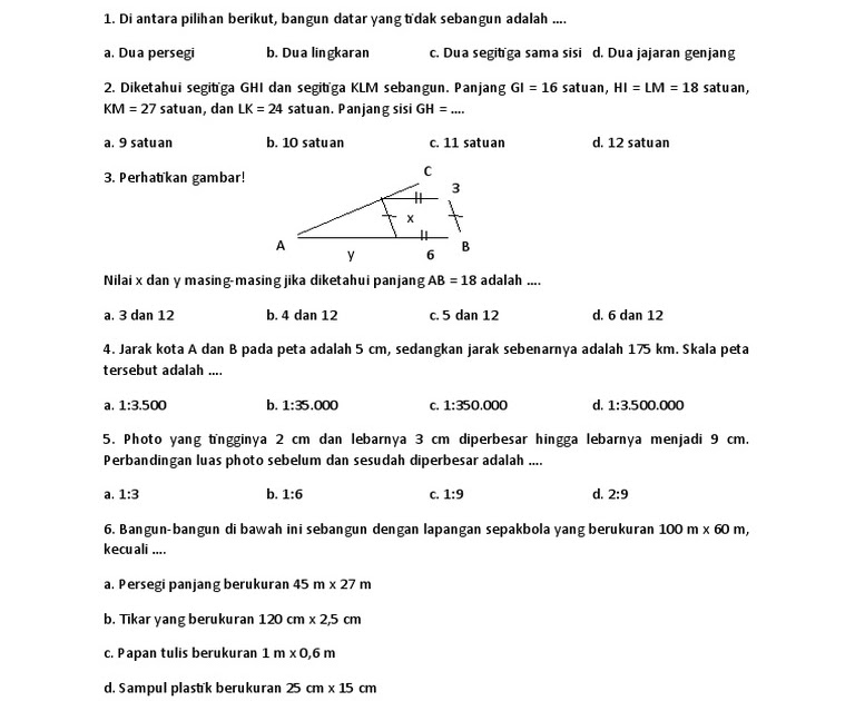 Soal Matematika Kelas 3 / Contoh Soal Matematika Kelas 4 Semester 1