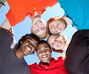 Diverse group of teens in a circle