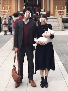 現代の髪型 上お宮参り 服装 ママ 冬 画像