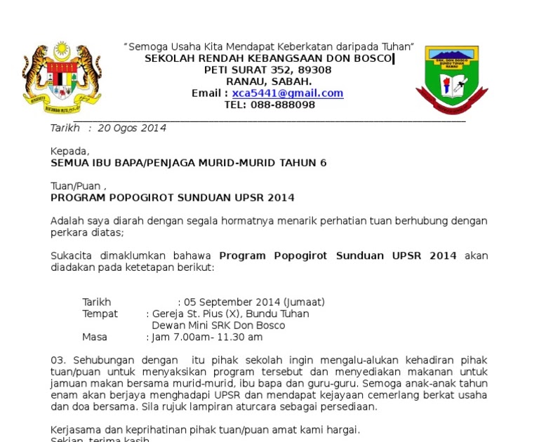 Surat Rasmi Jemputan Sebagai Penceramah - Contoh Oha